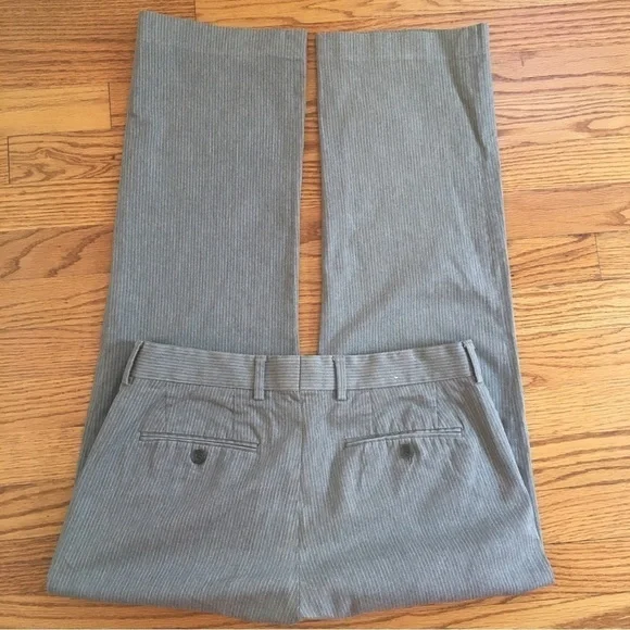 Express Producer Straight Leg Flat Front Gray Striped Pants - Picture 3 of 15